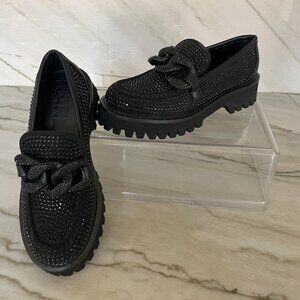 Karl Lagerfeld Black Rhinestone Loafers
